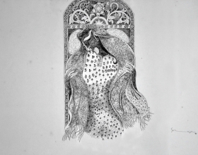 37-Waiting for the Love, 1998. Pen & Ink on Paper, 36cm x 54cm