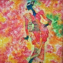 41-Waiting for the Lover in Kebaya Labuh Songket (3), 2011. Oil on Canvas. 31cm x 31cm