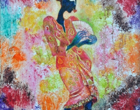 42-Waiting for the Lover in Kebaya Labuh Songket (4), 2011. Oil on Canvas. 31cm x 31cm