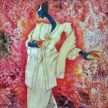 43-Waiting for the Lover in Kebaya Labuh Songket (5), 2011. Oil on Canvas. 31cm x 31cm
