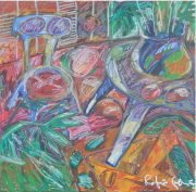 9-Blue Chair and Blue Table, 1995 RM 19,800.00-SOLD | Mixed media on canvas | 129 x 138 cm