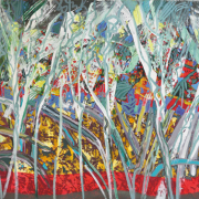 12-RM 11,000.00-SOLD RSA Forest in Gold, 2009, Acrylic on canvas, 96.5 x 128 cm
