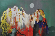 33-RM 6,720-SOLD Raphael Scott Ahbeng _Limestone mountains of Bidi_ (2012) Oil on board 61cm x 91cm RM 12800
