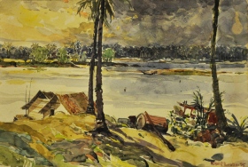 21-Khalil Ibrahim, Kota Bharu (1995) Watercolour on Paper 54cm x 36cm