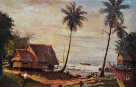 22-Khalil Ibrahim, Sunset, (1957) SOLD Oil on Canvas 53.5cm x 34.5cm
