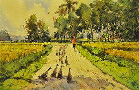 27-Shafurdin Habib, Bali Series Gembala Bebek (2010) 30.5cm X 45.8cm, Watercolour on Paper