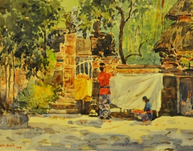 28-Shafurdin Habib, Bali Series, Offering (2010) 30.5cm x 45.8cm, Watercolour on Paper