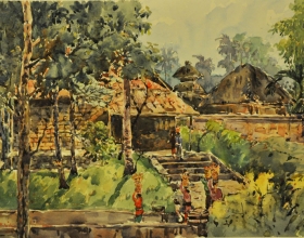 30-Shafurdin Habib, Bali Series, On Way to Temple (2010) 30.5cm X 45.8cm, Watercolour on Paper