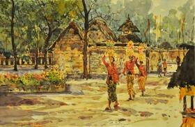 31-Shafurdin Habib, Bali Series, On Way to Temple II (2010) 30.5cm X 45.8cm, Watercolour on Paper