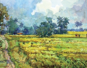 34-Shafurdin Habib, Bali Series, Panen III (2010) 30.5cm X 45.8cm, Watercolour on Paper