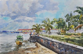 42-Shafurdin Habib, Kuala Terengganu (2011) 30.5cm x 45.8cm, Watercolour on Paper