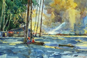 55-Shafurdin Habib, Sg Besar Series, Pantai Sabak (2010) 30.5cm x 45.8cm, Watercolour on Paper