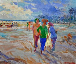 7-Khalil Ibrahim, East Coast Series, (2001) SOLD Acrylic on Canvas 23.5cm x 28cm