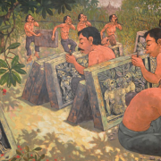 2-Stone Carvers, 2008 RM 4,950.00-SOLD | Oil on canvas | 67 x 116 cm