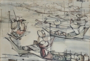 4-Floating Market, 1963 RM 7,260.00-SOLD | Watercolour on paper | 34 x 49 cm