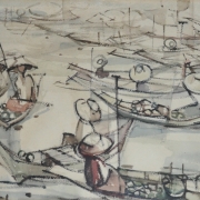 4-Floating Market, 1963 RM 7,260.00-SOLD | Watercolour on paper | 34 x 49 cm