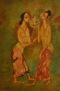 7-Two Women, Undated RM 11,550.00-SOLD | Batik | 91 x 60 cm