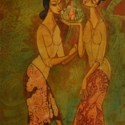 7-Two Women, Undated RM 11,550.00-SOLD | Batik | 91 x 60 cm
