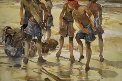 LOT 21 - KHALIL-IBRAHIM-EAST-COAST-FISHERMEN-1995-27x36cm