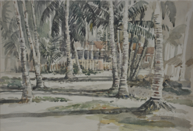 1-East Coast Village, 1974 Watercolour on Paper 27cm x 39.5cm