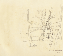 12-Kampung Scene, 1978 Pen & Ink on Paper | 20.2cm x 24.5cm