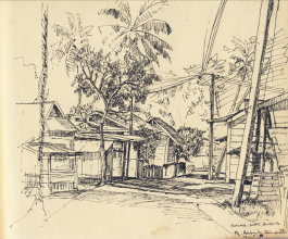 16-Kg. Besut Tumpat, 1980 1980 |Pen & Ink on Paper | 20.2cm x 24.5cm