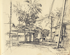 16-Kg. Besut Tumpat, 1980 1980 |Pen & Ink on Paper | 20.2cm x 24.5cm