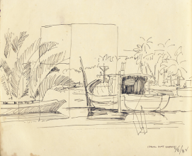 26-Study of Boat and River, 1982 Pen & Ink on Paper | 20.2cm x 24.5cm