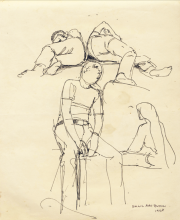 28-Study of Figures, 1968 Pen & Ink on Paper | 20.2cm x 24.5cm