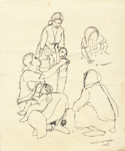 31-Study of mother and child, 1969 Pen & Ink on Paper | 20.2cm x 24.5cm
