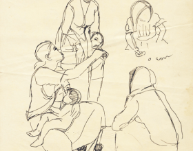 31-Study of mother and child, 1969 Pen & Ink on Paper | 20.2cm x 24.5cm