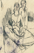 32-Study of Mother and Child, 1971 7.7 cm x 10.4cm | Pen & Ink on Paper