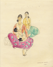 33-Study of Mother and Child, 1971 20.2cm x 24.5cm Pen & Watercolour on Paper
