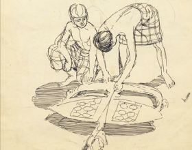 37-Study of Movement-Wau, 1970 Pen & Ink on Paper | 20.2cm x 24.5cm