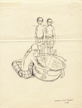 39-Study of movement-wau, 1974 | Pen & Ink on Paper | 20.2cm x 24.5cm