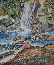 64-Picnic at the Waterfall, 1974 Watercolour on Paper 23.5cm x 20cm