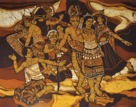 70-Ismail Mat Hussin Sarawakian Native (1983) Batik 94cm x 105cm SOLD