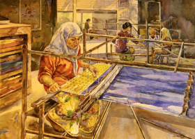 72-Silk Weaving, 2003 Watercolour on Paper 53.5cm x 73.5cm