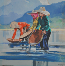 73-Tin Miners, 1974 Watercolour on Paper 16cm x 14cm