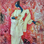 2-Waiting for the lover in Kebaya Labuh Songket, 2011 RM 3,850.00-SOLD | Oil on canvas | 31 x 31 cm