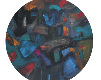 35-Tajuddin-Ismail-Blue-Moon-II-2007-Mixed-media-on-wood-panel-120-cm-Diameter