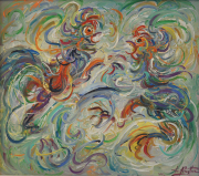 4-Auction X Fighting Cockerels, 2012 RM 3,136.00-SOLD | Oil on canvas 37 x 42 cm
