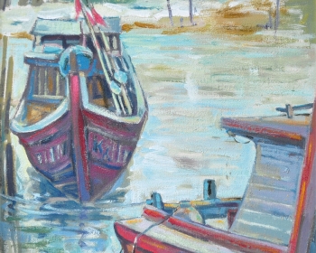14-Fishing-Village-1996-RM-6600.00-SOLD-Oil-on-canvas-30-x-30-cm