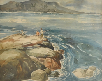 18-Fishing-By-The-Sea-RM-3080.00-SOLD-Watercolour-on-paper-44-x-55-cm