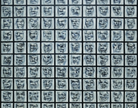 Mask Series, Acquired 1 Acrylic on paper 100 x 100 cm 2011 SOLD