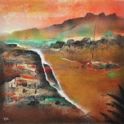 4-Auction XI Mountain Village, Undated RM 10,080.00-SOLD | Mixed media on canvas | 59 x 59 cm