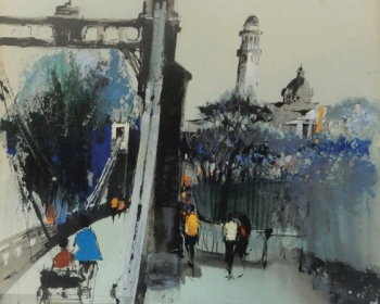 Lot-19-Wan-Soon-Kam-Singapore-Street-Scene-1970s-Acrylic-on-Canvas-
