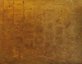3-Frank Woo, Gold Wave II, 2006, Acrylic and gold leaf on canvas, 91.5 x 122 cm
