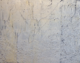 4-Frank Woo, Silver Wave - Night Cliff, 2006, Acrylic and Silver leaf on canvas, 91.5 x 122 cm