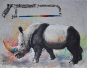 9-Long Thien Shih, Pandarhino, 2013, 55 x 75 cm, Mixed media on paper laid on board RM 9,000
